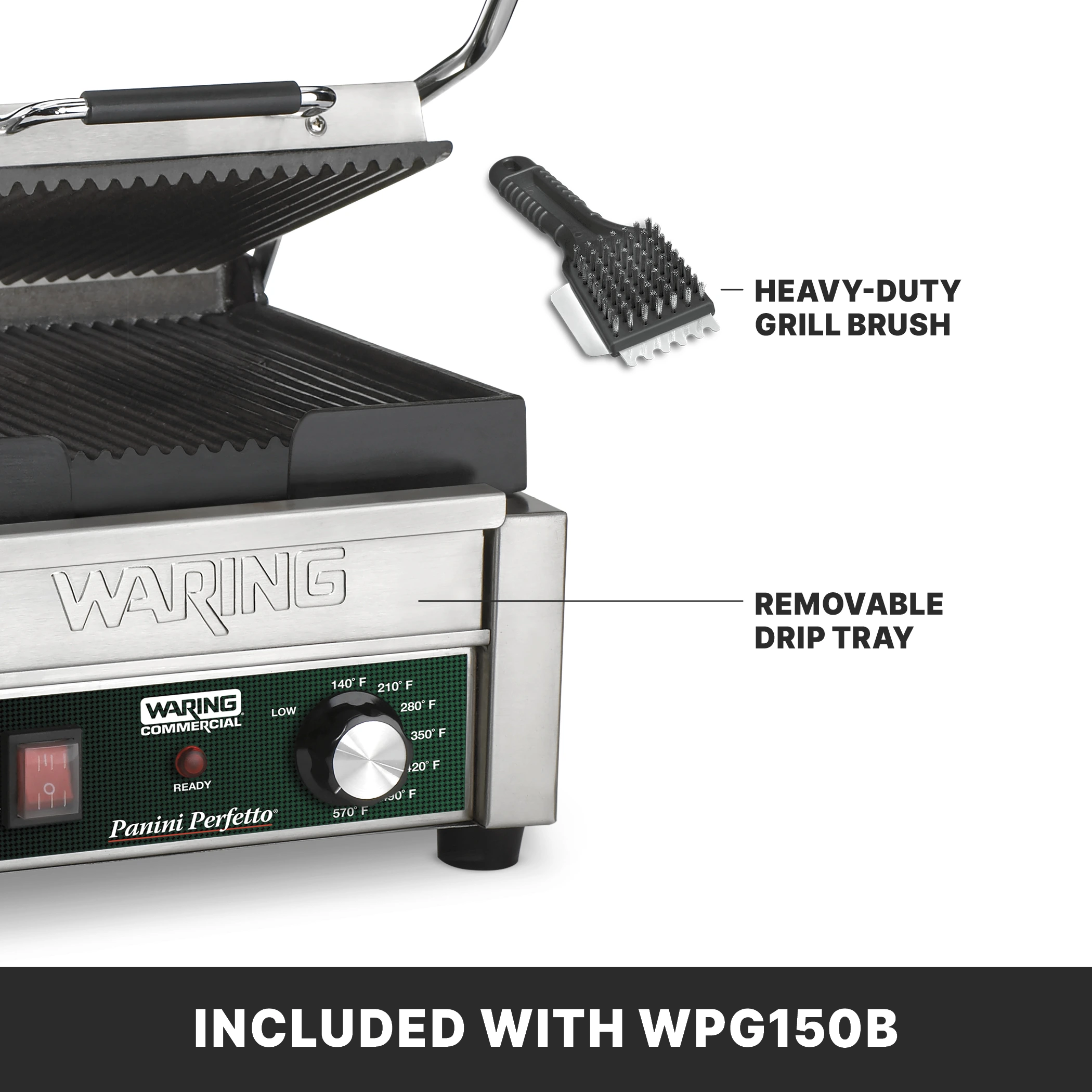Ribbed Panini Grill, 9.75" x 9.25", 208 Volt